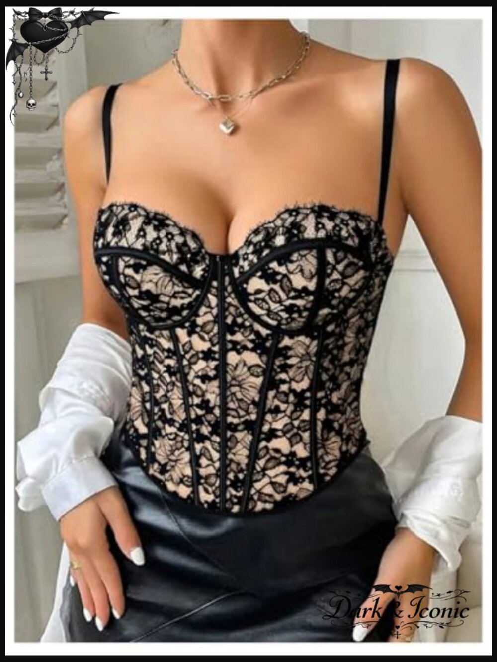 Floral Lace Crop Bustier Corset Top Y2K Rave Outfits Going Out - Picture 2 of 6